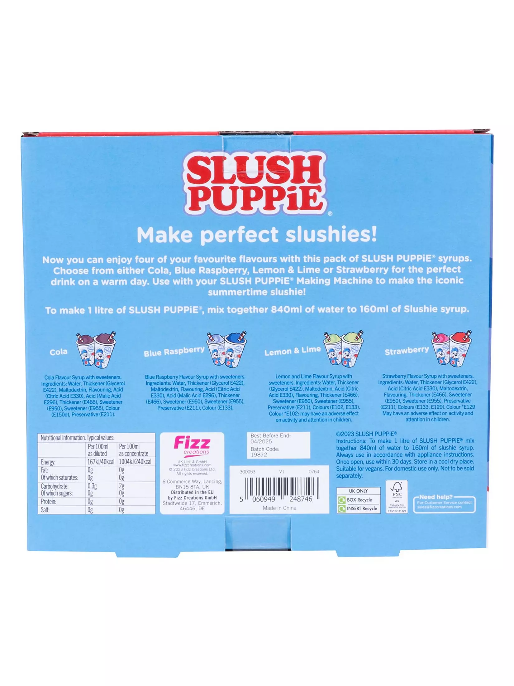 Slush Puppy siroop (zero sugar) 4-pack 180ml 