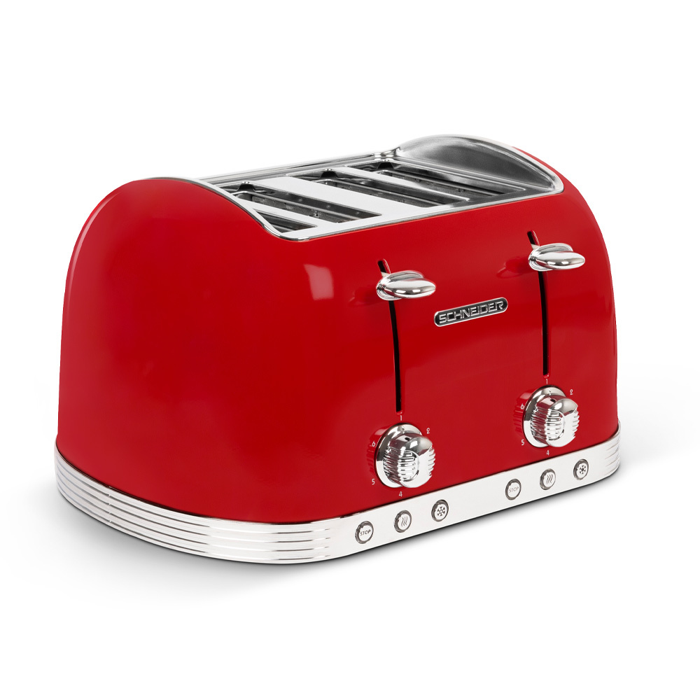 4-Slots retro broodrooster fire red