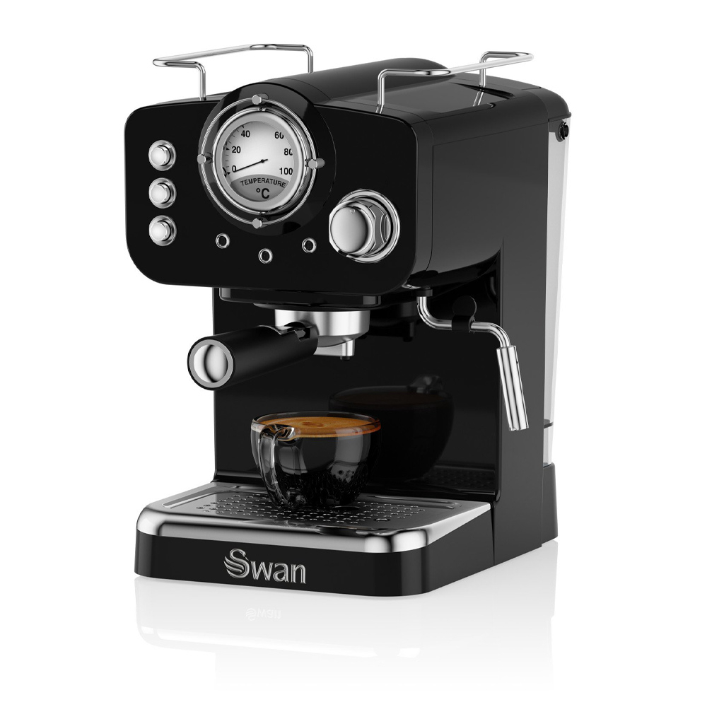 Swan Retro Espressomachine Zwart